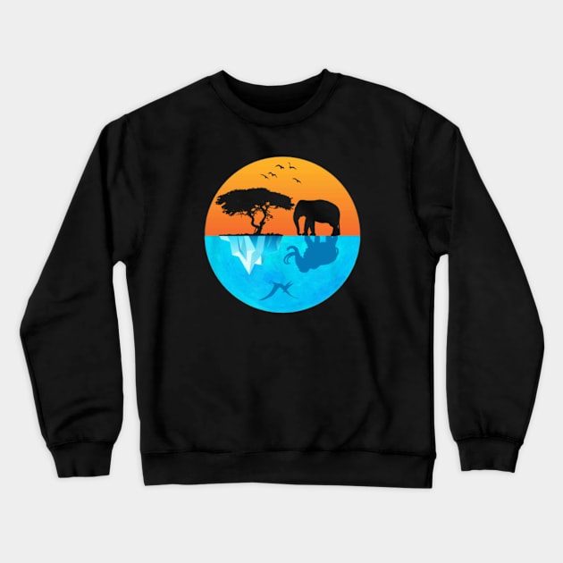 Frozen Savannah - Ice Age Mammoth To African Elephant Crewneck Sweatshirt by Bigfinz